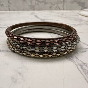 Set of Three Metallic Stackable Bangle Bracelets